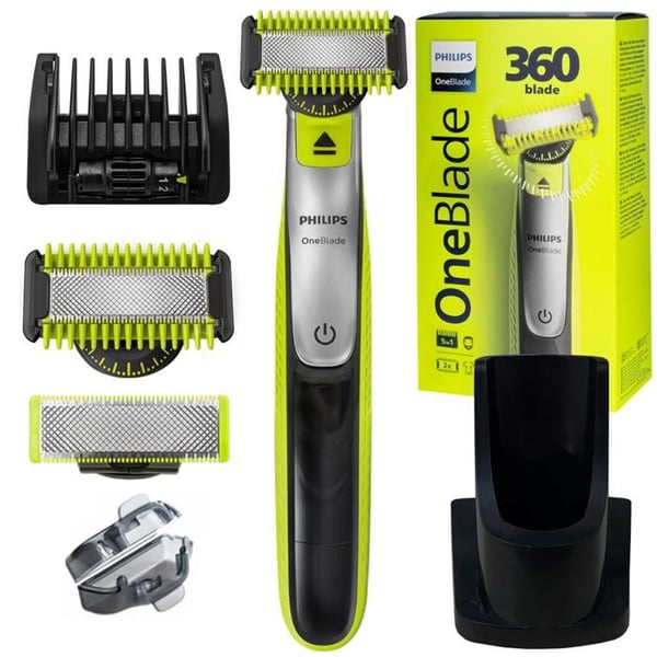 Elektrisk rakapparat - Philips - OneBlade QP2834 20 - Ansikte och kropp - 360-blad - På torr eller våt hud