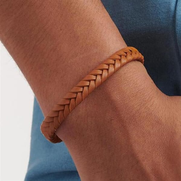 Armband - S'AGAPÕ - SRP74 - Brun konstläder - Stål - 22 cm