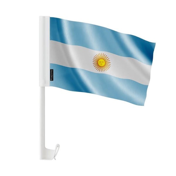 Argentinskt bilflagg – 14 x 21 cm – Polyester tyg – Fäste på fönster – 10 stycken – Pixelforma