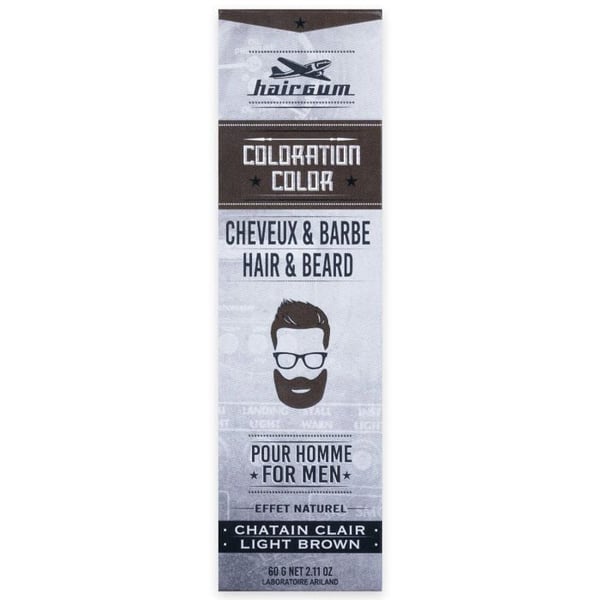 Hårfärg & Skägg - HAIRGUM - Ljusbrun - Lätt applicering - För alla hårtyper - Unisex