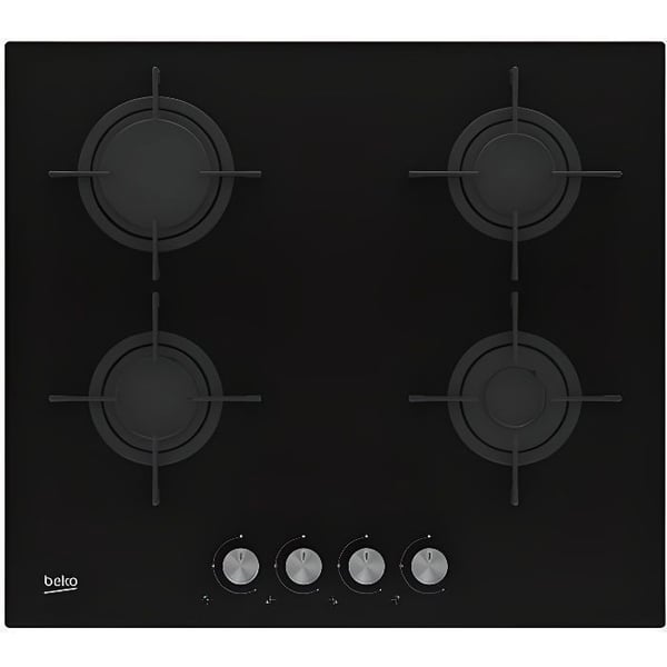 Beko HILG 64220 S, Inbyggd, Gasspis, Glas, Svart, Emaljerad, Roterande