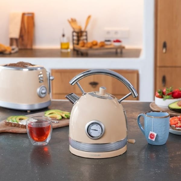 Cecotec ThermoSense Vattenkokare 420 Ljusbeige, 1,8 l kapacitet, 2200 W, temperaturmätare, 360° bas