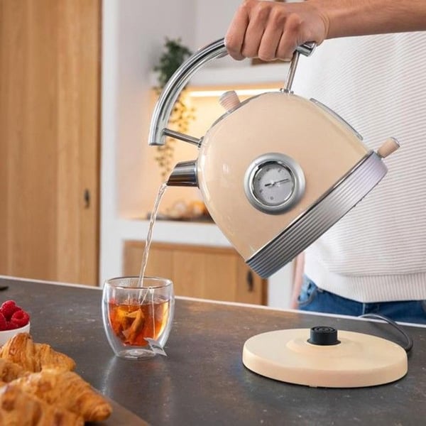Cecotec ThermoSense Vattenkokare 420 Ljusbeige, 1,8 l kapacitet, 2200 W, temperaturmätare, 360° bas
