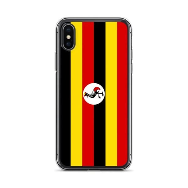 Mobilskal – Ugandas flagga – Kompatibel med iPhone XS – Mjukt fodral – Slitstarkt och stöttåligt – Silikon – Pixelforma