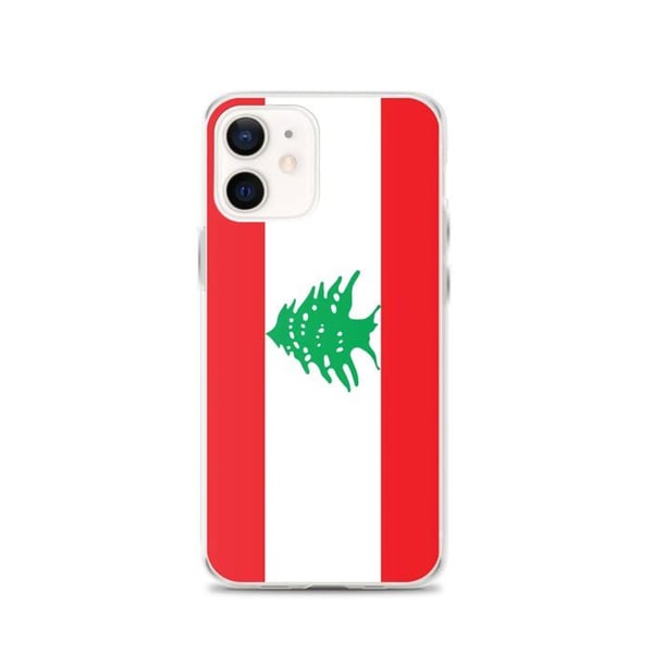 Telefonfodral – Libanons flagga – Kompatibel med iPhone 12 – Mjuk etui – Hållbar och stötresistent – Silikon – Pixelforma