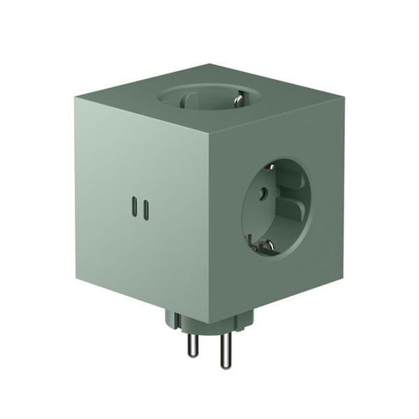 Vägguttag - AVOLT - Square 2 - Grön - 3 Schuko-uttag - 2 USB-C-portar 30W