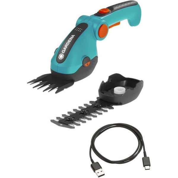 Sæt græssaks ComfortCut Li + buskklipperblad - 3,6 V/3,0 Ah - Beskyttelse af blade USB-C kabel - 9888-20