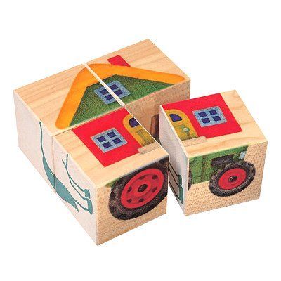 Association leksak - SELECTA - Farm image kuber - 4 lönn kuber - Flerfärgad - Från 24 månader