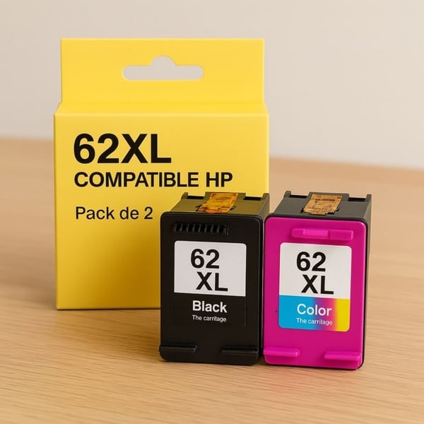 Paketer med 2 kompatibla HP 62XL patroner för Envy 5540 e-All-in-One till 7645 & OfficeJet 200 till 8045