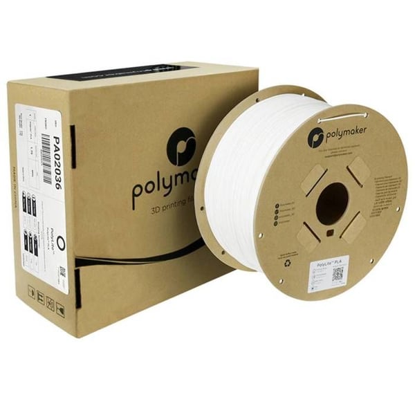 Polymaker PolyLite Filament PLA 1,75 mm 3 kg vit — hög styvhet och hållfasthet