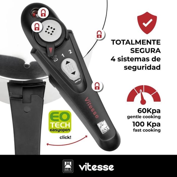 BRA Vitesse - Bajonetttryckkokare, 22 cm, 7 L, 18/10 rostfritt stål, alla värmekällor inklusive induktion