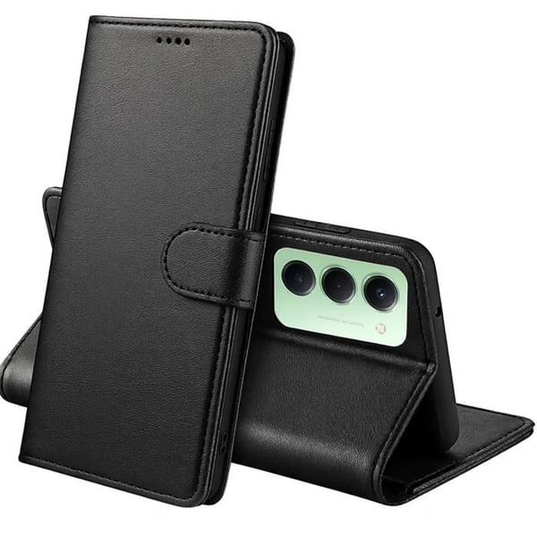Coque för Xiaomi Redmi 15 - Svart Plånbok med Magnetiskt Lock för Kortförvaring Phonillico®