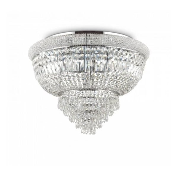 Taklampa - IDEAL LUX - DUBAI PL24 - 24x E14 - Metall krom/ mässing - Kaskad av slipat kristall