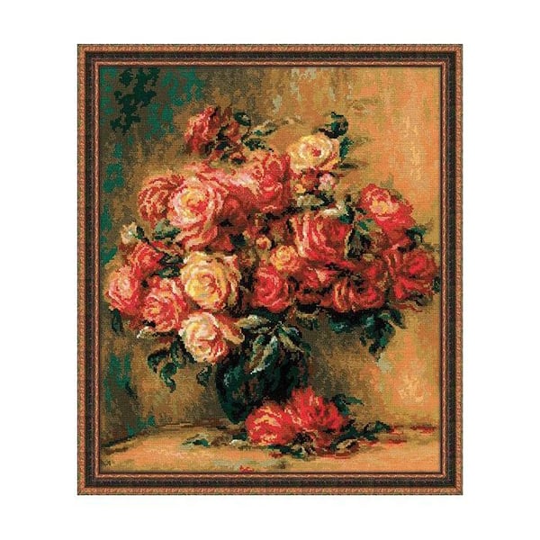 Kit för korsstygn Riolis "Rosbukett" – 40 x 48 cm, Aida 14ct, 30 färger