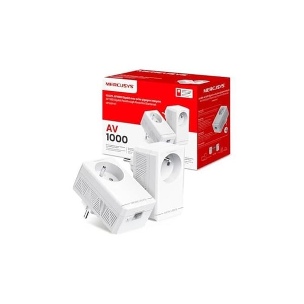 Kit CPL Gigabit AV1000 med integrerat typ F-uttag (2-pack) Hastighet 1000Mbps |MSE1062 färg Vit Kit CPL Gigabit AV1000 med integrerat typ F-uttag (2-pack) Hastighet 1000Mbps |MSE1062 färg Vit