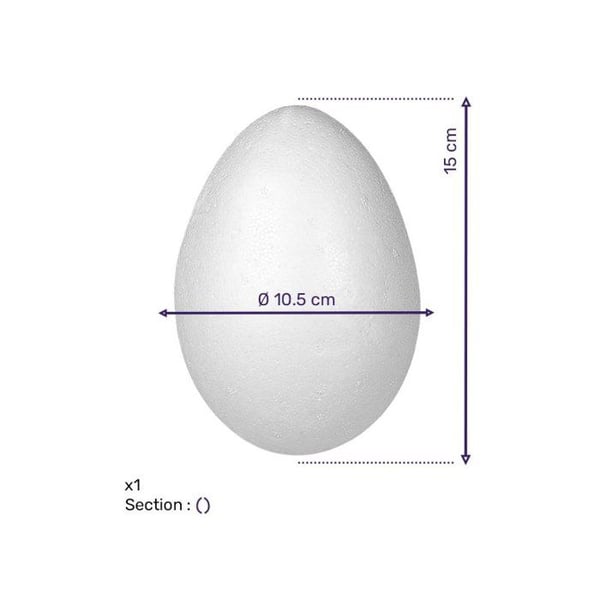 Polystyrenägg, 2 delar, 2 halvor, höjd 15 cm