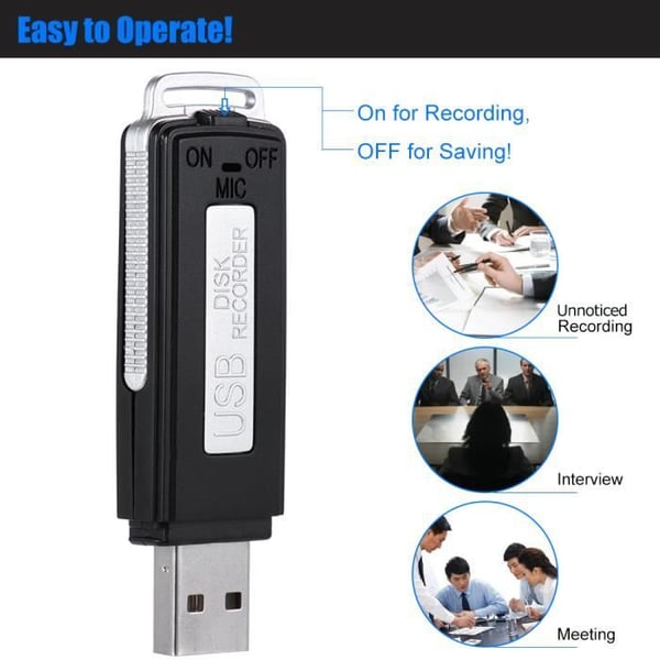 Mini bærbar 8 GB USB-stik stemmeoptager lyd diktafon
