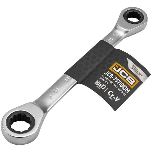 Dubbelringnyckel med spärr - JCB - Jcb - 10x13 mm - dubbelände 10/13 mm - för muttrar 10 och 13 mm