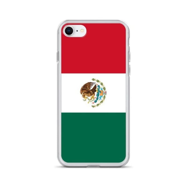 Mobiltelefonfodral – Mexikanska flaggan – Kompatibel med iPhone 7 Plus – Mjukt fodral – Slitstarkt och stöttåligt – Silikon – Pixelforma