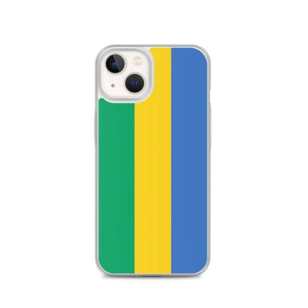 Telefonfodral – Gabons flagga – Kompatibel med iPhone 13 – Mjuk etui – Slitstark och stötsäker - Silikon - Pixelforma