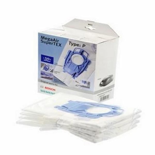 Dammsugarpåse - BOSCH - Typ P - 4 påsar + 1 mikrofilter - Vit