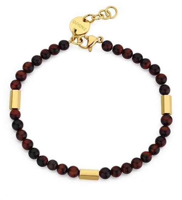 Armband - S'AGAPÕ - SRT17 - Tigeröga - Guldpläterad stål - 21 cm