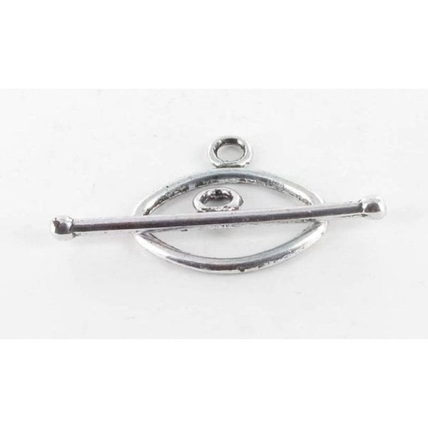 MégaCréa - Silverfärgad toggle-lås 32x18 mm (10 stycken)