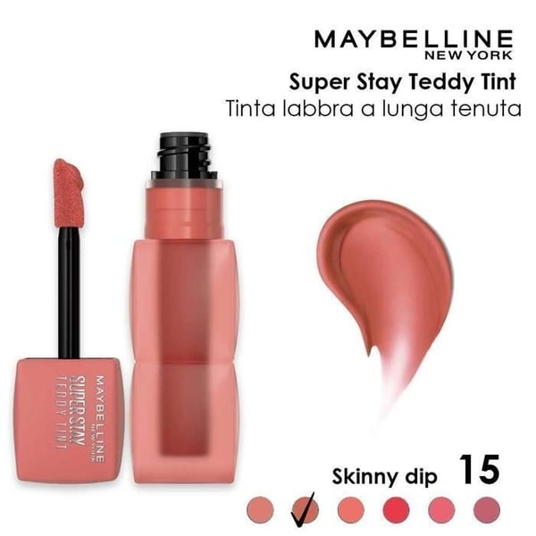 Maybelline New York - Blush à Lèvres Teddy Tint - Matt Finishing - Långvarig Hållbarhet - Nyans: Skinnydip (15)