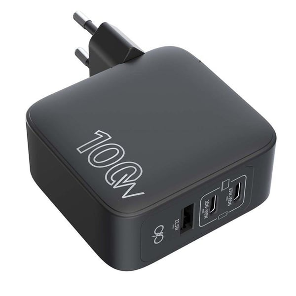 Väggladdare - FORCE POWER - Force Power Lite - USB-A + 2x USB-C - 100W Power Delivery - GaN Svart