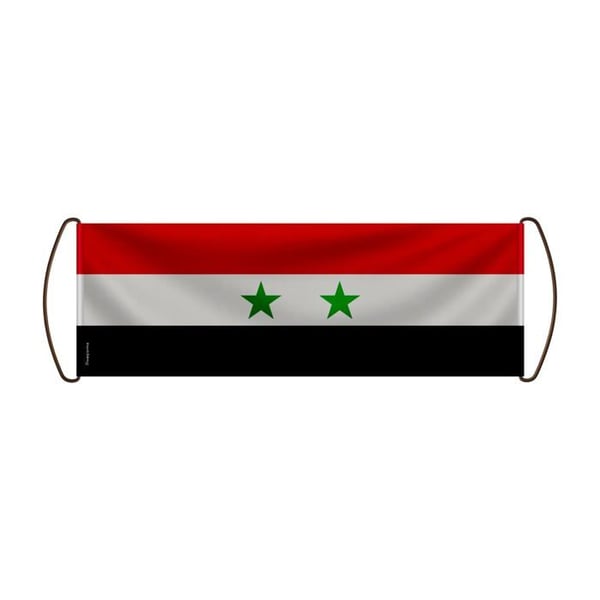Rullbanner – Syriens flagga – 24 x 70 cm – Polyester – Handflagga – Pixelforma