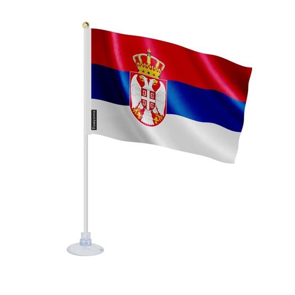 Mini Flagga av Serbien – Sugkopp – 14 x 21 cm – För Slät Yta – Polyester – 1 styck – Pixelforma