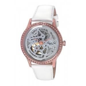 Klocka - Kenneth Cole - IKC2885 - Automatisk - Silver - Vitt läder - 3 ATM