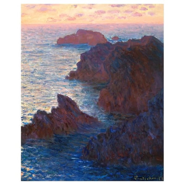 Legendarte - målning, tryck på duk - stenar vid Belle-Lle, Port-Domois Claude Monet cm. 50x60