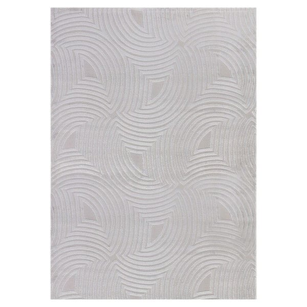 Soffmatta med vågiga reliefmönster, bohemisk skandinavisk stil, mjuk, silverfärgad (Dimension: 140X200 cm)