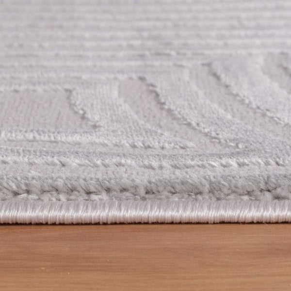 Soffmatta med vågiga reliefmönster, bohemisk skandinavisk stil, mjuk, silverfärgad (Dimension: 140X200 cm)