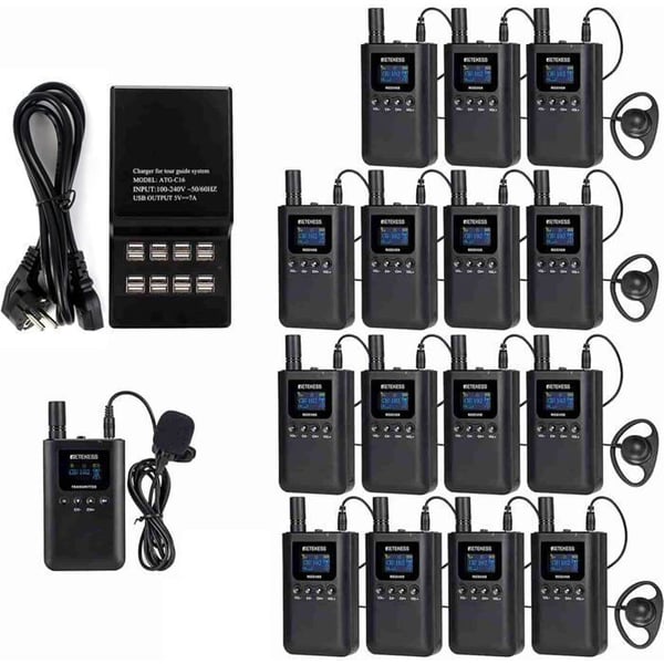 Retekess TT125 Trådlöst Call System, Guidat Toursystem, Typ-c, 2.4G, 150m, med Laddare, för Turism, Fabrik, Kyrka