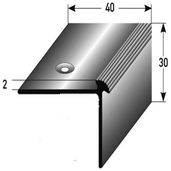 PROVISTON Trappa av anodiserad aluminium Silver l 40mm H 30 mm L 2700 mm Borrad