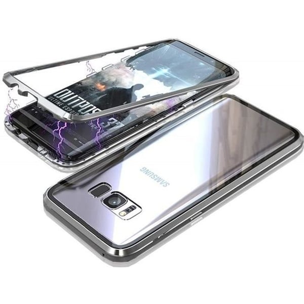 Coque för Samsung Galaxy S8 PLUS - Phonillico - Magnetisk Silver - Fullt skydd Metall Härdat glas