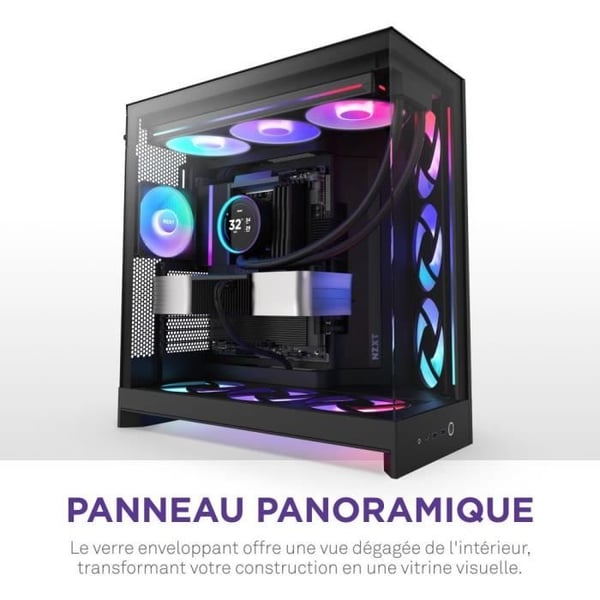 Melltalt chassi - NZXT - CM-H92FB-R1 - H9 Flow RGB - Dubbelkammare - Inkluderade RGB-fläktar - Svart