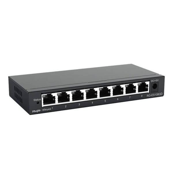 Ruijie Switch icke hanterad 8xGb RJ45, stålkapsling
