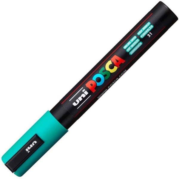 Marker - POSCA - Medium spets - Smaragdgrön - Opaque - Utplånbar