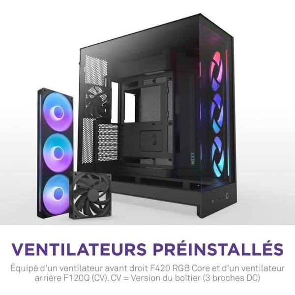 Melltalt chassi - NZXT - CM-H92FB-R1 - H9 Flow RGB - Dubbelkammare - Inkluderade RGB-fläktar - Svart