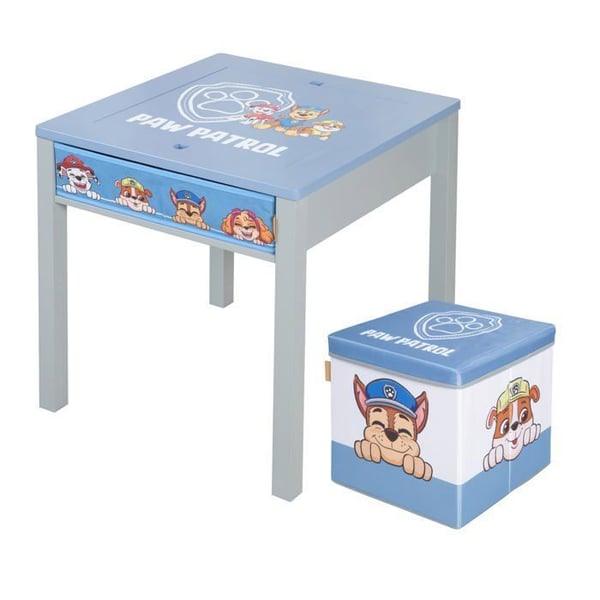 Aktivitetsbord ROBA Paw Patrol + 1 Stol med Förvaring - Inbyggd LEGO Byggplatta - Blå / Grå