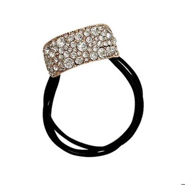 Attraktiv hårsnodd med eleganta svarta/guld kristallpärlor