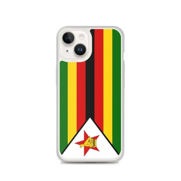 Telefonfodral – Zimbabweflagga – Kompatibel med iPhone 14 – Mjukt Fodral – Slitstarkt och Stötsäkert – Silikon – Pixelforma