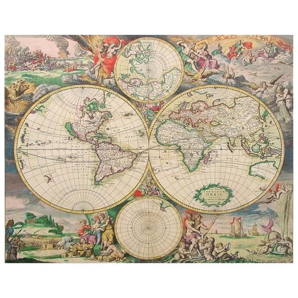 Legendarte - Målning, Tryck på duk - Kartografi - Gammal karta nr 69 cm. 40x50