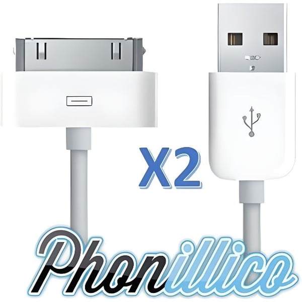 2-pack USB-laddarkablar kompatibla med iPhone 4S