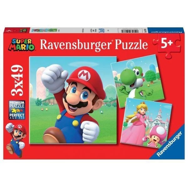3x49 bitars pussel Super Mario, Barnpussel, från 5 år och uppåt, 05186, Ravensburger