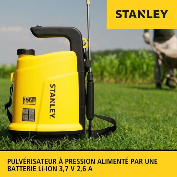 Stanley Elektrisk spruta 5 L, uppladdningsbart litiumbatteri, teleskopisk lans, justerbar munstycke, batteritid 2,5 h