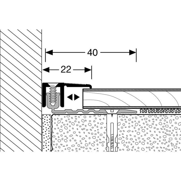 PROVISTON Kompensationsprofil Avslutningsprofil l 22 mm Kompensation av H 6.5 - 16 mm L 1000 mm Aluminiumprofil Platin...